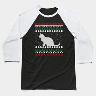 Cat Lover Ugly Christmas Sweater Gift Cute Baseball T-Shirt